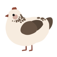 A cream and bark chicken with a neck-speckle pattern
