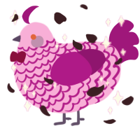 A lavender and plum chicken with a lace pattern