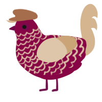 A maroon and beige chicken with a lace pattern