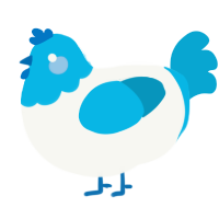 A white and cerulean chicken with a head pattern