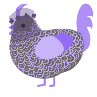 A grey and lilac chicken with a double-lace pattern