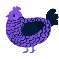 A blurple and tumblr chicken with a lace pattern