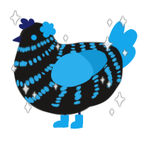 A sable and sky chicken with a bar pattern