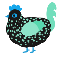 A sable and mint chicken with a speckle pattern