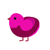 Jam, a maroon and fuchsia chicken with a head pattern