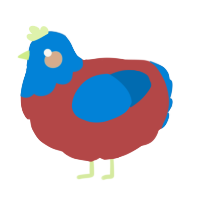A red and sapphire chicken with a head pattern