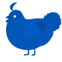 A ultramarine chicken with a lace pattern