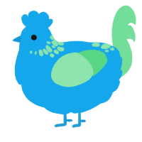 A sky and spring chicken with a neck-speckle pattern