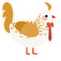 A white and orange chicken with a half-lace pattern