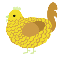 A yellow and gold chicken with a lace pattern