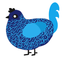 A navy and sky chicken with a double-lace pattern