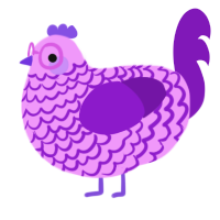 A lavender and violet chicken with a lace pattern