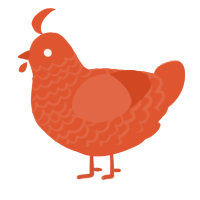 A vermilion chicken with a lace pattern