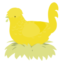 A yellow chicken with a half-lace pattern