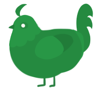 A viridian chicken with a head pattern