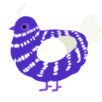 A indigo and white chicken with a bar pattern