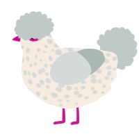 A cream and silver chicken with a speckle pattern