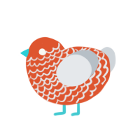 Ugly, a vermilion and mist chicken with a lace pattern