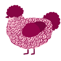 A rose and maroon chicken with a double-lace pattern