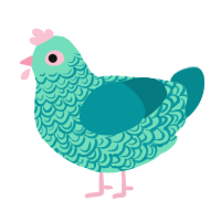 A mint and teal chicken with a double-lace pattern
