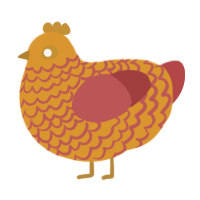 A orange and red chicken with a lace pattern