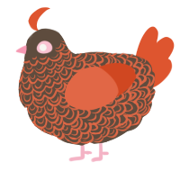 A bark and vermilion chicken with a double-lace pattern