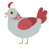A silver and red chicken with a neck-speckle pattern