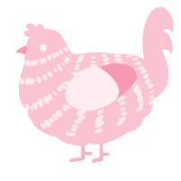 A rose chicken with a bar pattern
