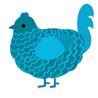 A sea and cerulean chicken with a lace pattern