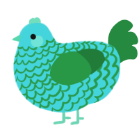 A aqua and viridian chicken with a lace pattern