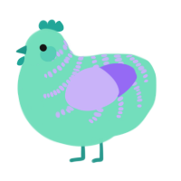 A mint and lilac chicken with a half-bar pattern