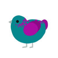 Monstropolis, a teal and plum chicken with a neck-speckle pattern