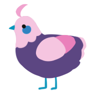 A overcast and pink chicken with a head pattern