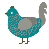 A teal and ash chicken with a lace pattern