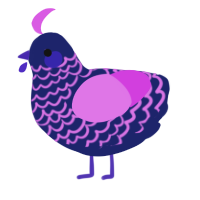 A navy and orchid chicken with a lace pattern