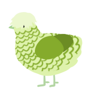 A apple and chartreuse chicken with a lace pattern