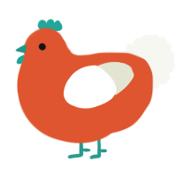 A vermilion and white chicken