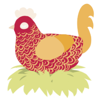 A crimson and honey chicken with a double-lace pattern