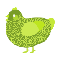 A chartreuse and lime chicken with a double-lace pattern