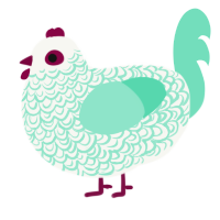 A white and mint chicken with a double-lace pattern