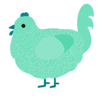 A mint chicken with a double-lace pattern