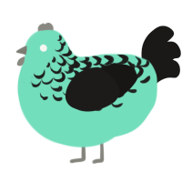 A mint and sable chicken with a half-lace pattern