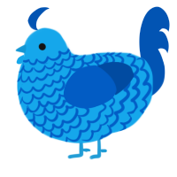 A sky and ultramarine chicken with a lace pattern