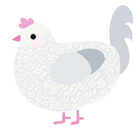 A white and mist chicken with a double-lace pattern
