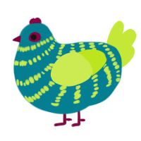 A sea and lime chicken with a bar pattern