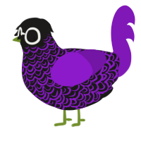 A sable and violet chicken with a double-lace pattern