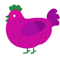 A fuchsia and plum chicken with a lace pattern