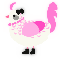 A white and pink chicken with a half-lace pattern