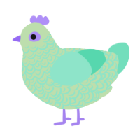 A gluppy and mint chicken with a double-lace pattern