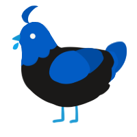 A sable and ultramarine chicken with a head pattern